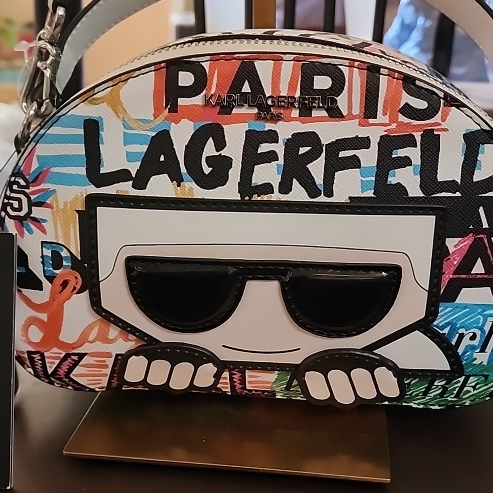 Karl Lagerfeld Multicolor Graffiti Mini Dome Crossbody Nwt - Picture 3 of 13